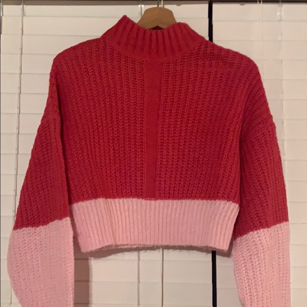 Pink knit sweater!! Super cute!!